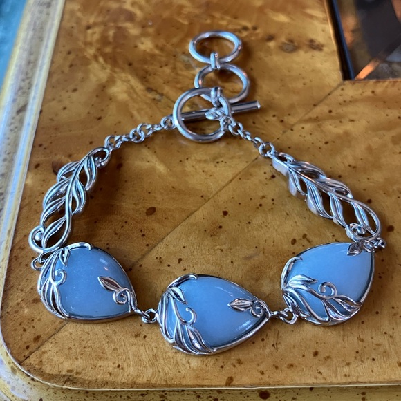 Natural Angelite Sterling Silver Bracelet - Picture 1 of 9